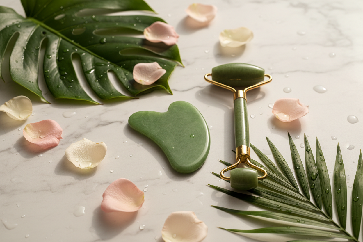 Ritual Jade Glow - Set Gua Sha & Rouleau de Jade 3 Pièces